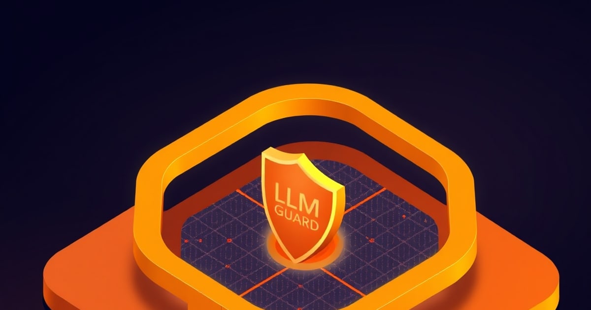 A security shield over flowing data, representing LLM Guard input and output scanning